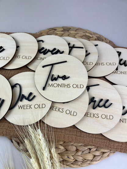 Baby Milestone Discs - Wood/Part Acrylic (Set 16)