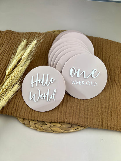 Baby Milestone Discs - 3D/Print Combo Acrylic (Set 16)