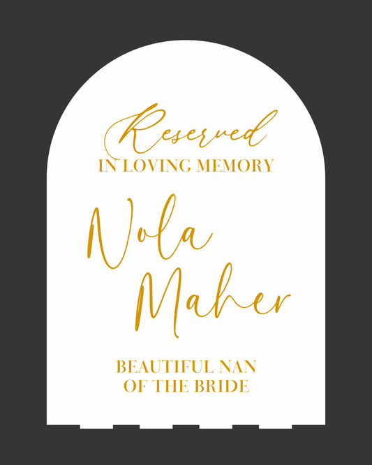 Memorial Sign - Reserved Seat