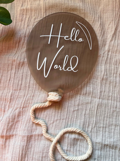 Acrylic 'Balloon' Announcement Plaque (Printed Text)