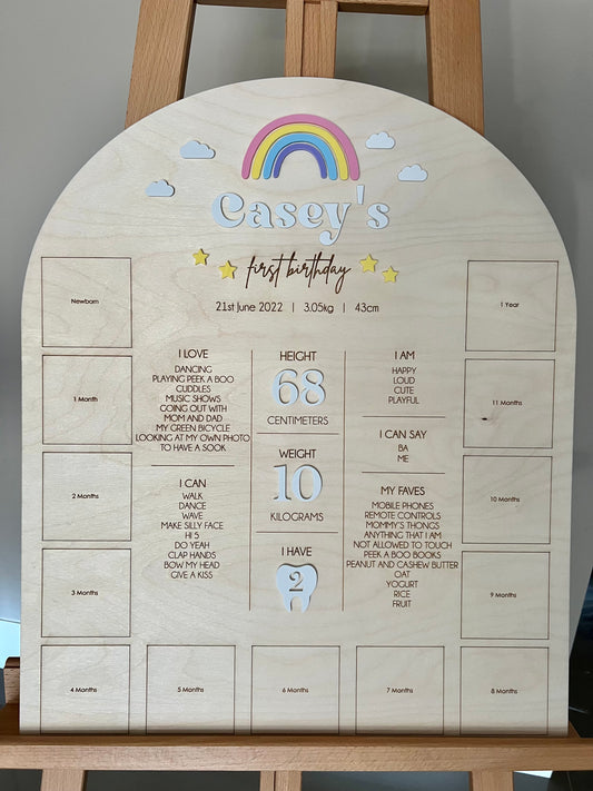 Arch First Birthday Photo Board (Rainbow)