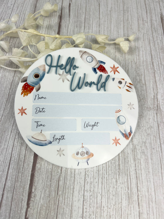 Birth Announcement Plaque (Space)