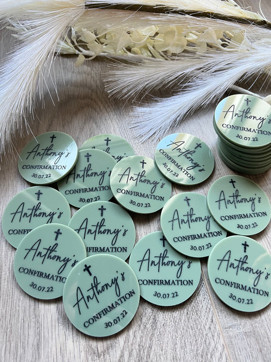 Printed Round Acrylic Bomboniere Tags