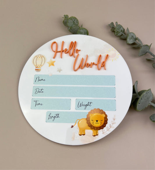 Birth Announcement Plaque (Lion)