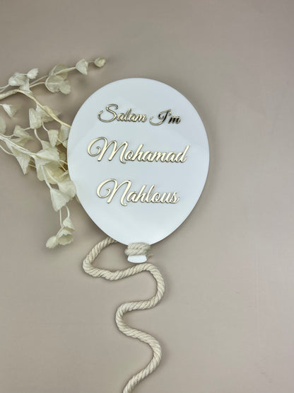 Acrylic 'Balloon' Announcement Plaque (Acrylic Text)