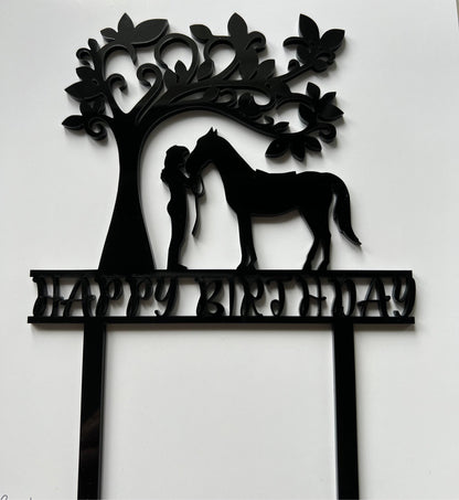 Cow Girl Horse Cake Topper Acrylic