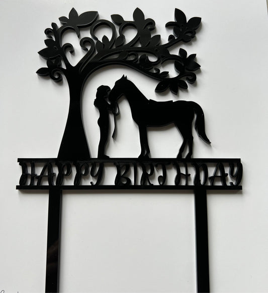 Cow Girl Horse Cake Topper Acrylic