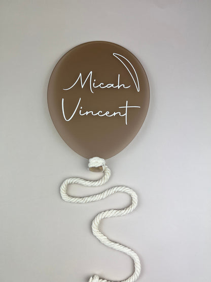 Acrylic 'Balloon' Announcement Plaque (Printed Text)