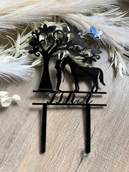 Cow Girl Horse Cake Topper Acrylic