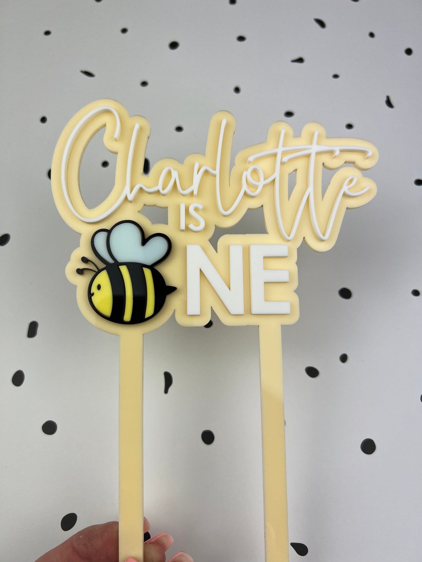 2 Layer 'Bee’ Acrylic Cake Topper