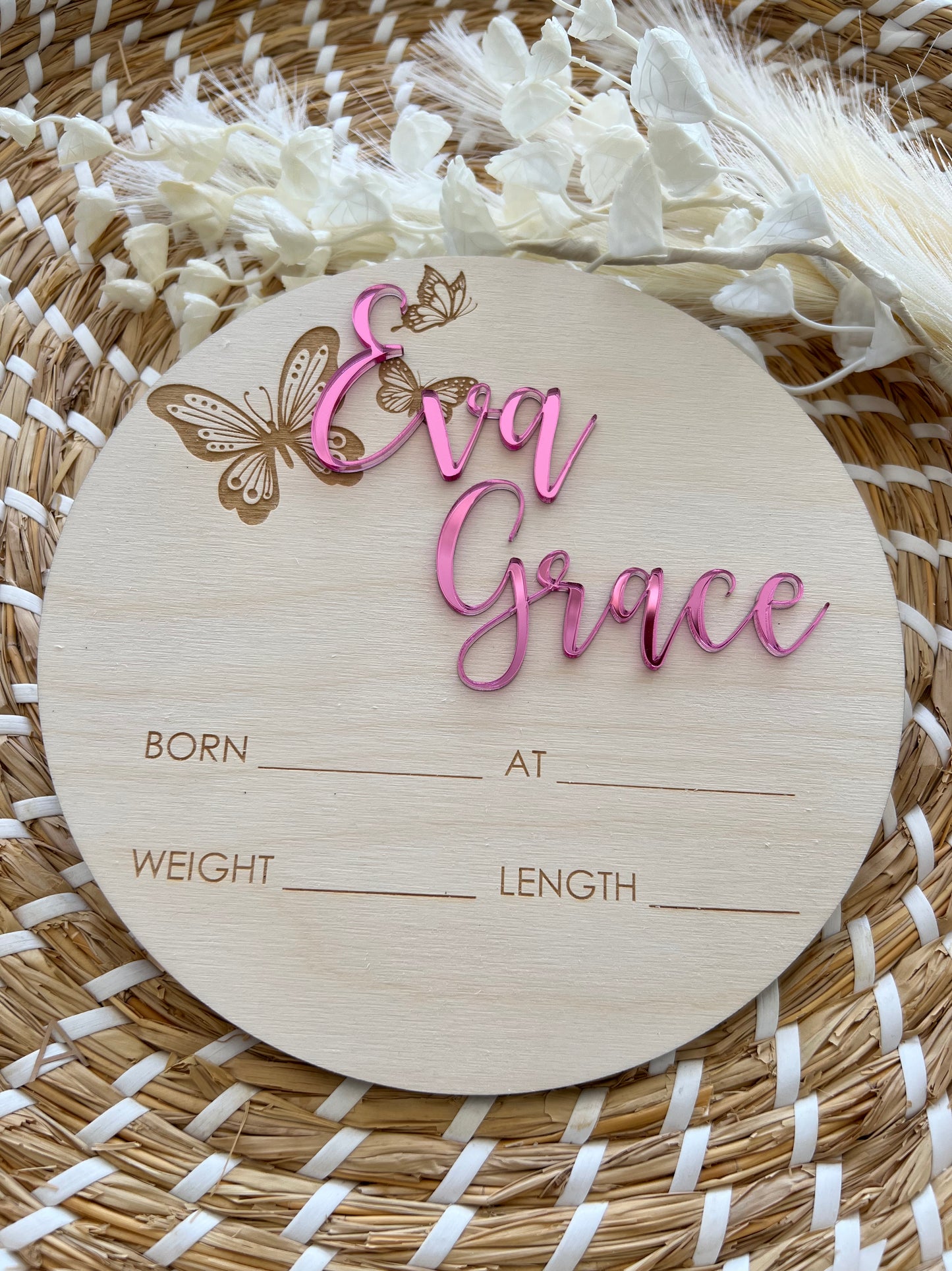 Birth Announcement Plaque - (Butterflies)
