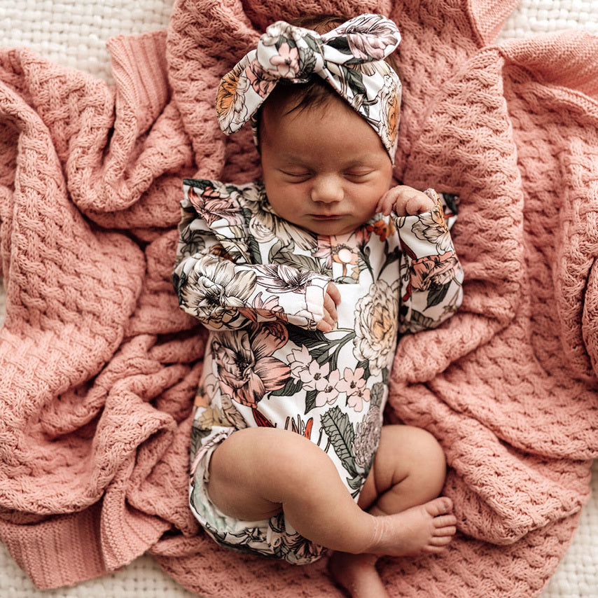 Diamond Knit Baby Blanket - Rose