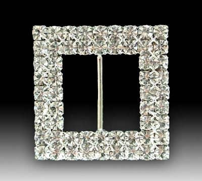 Two Row Square Diamante Buckle (Pack 10)