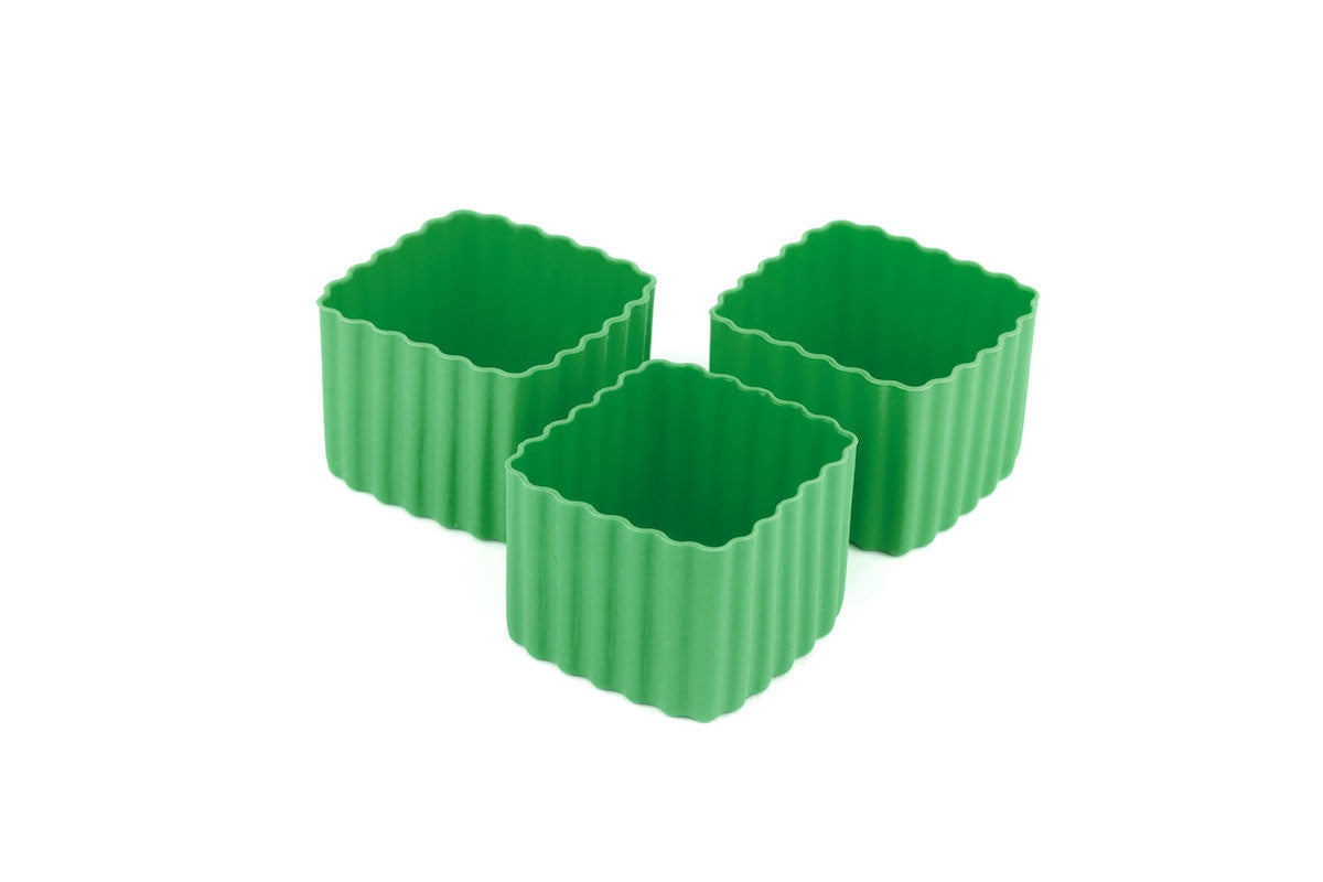Little Lunch Box Co Bento Cups Square - Medium Green (Pkt3)