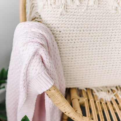 Diamond Knit Baby Blanket - Blush Pink