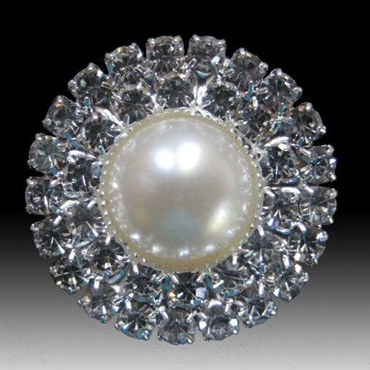 Round / 2 Row Diamante Cluster Embellishment (Pearl) Pkt 10