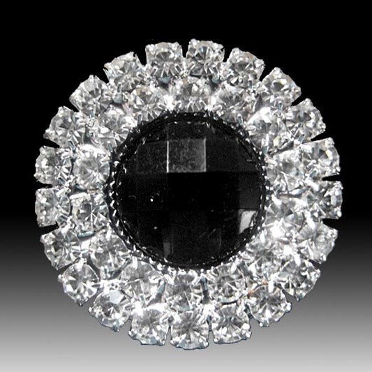 Round / 2 Row Diamante Cluster Embellishment (Black) Pkt 10
