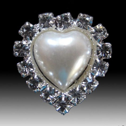 Heart Shaped Pearl/Diamante Cluster Embellishments (Pkt 10)