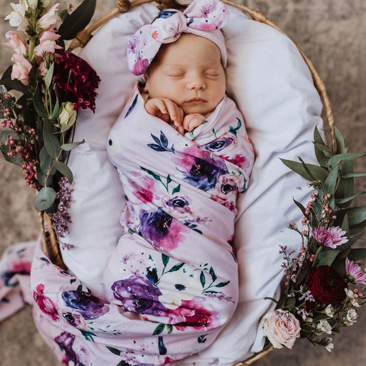 Floral Kiss - Jersey Wrap & Topknot Set