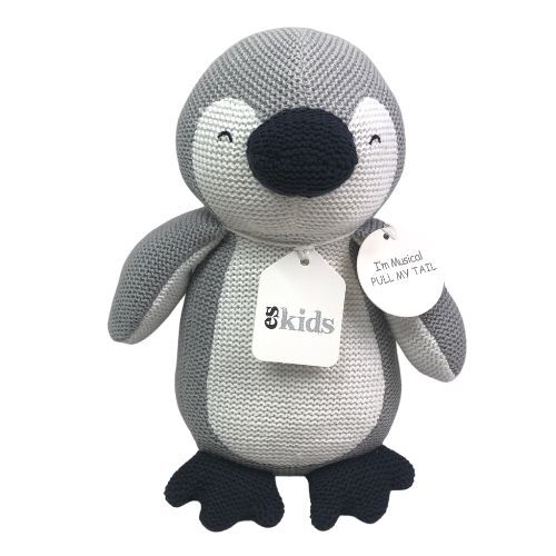 Knitted Musical Penguin - Grey