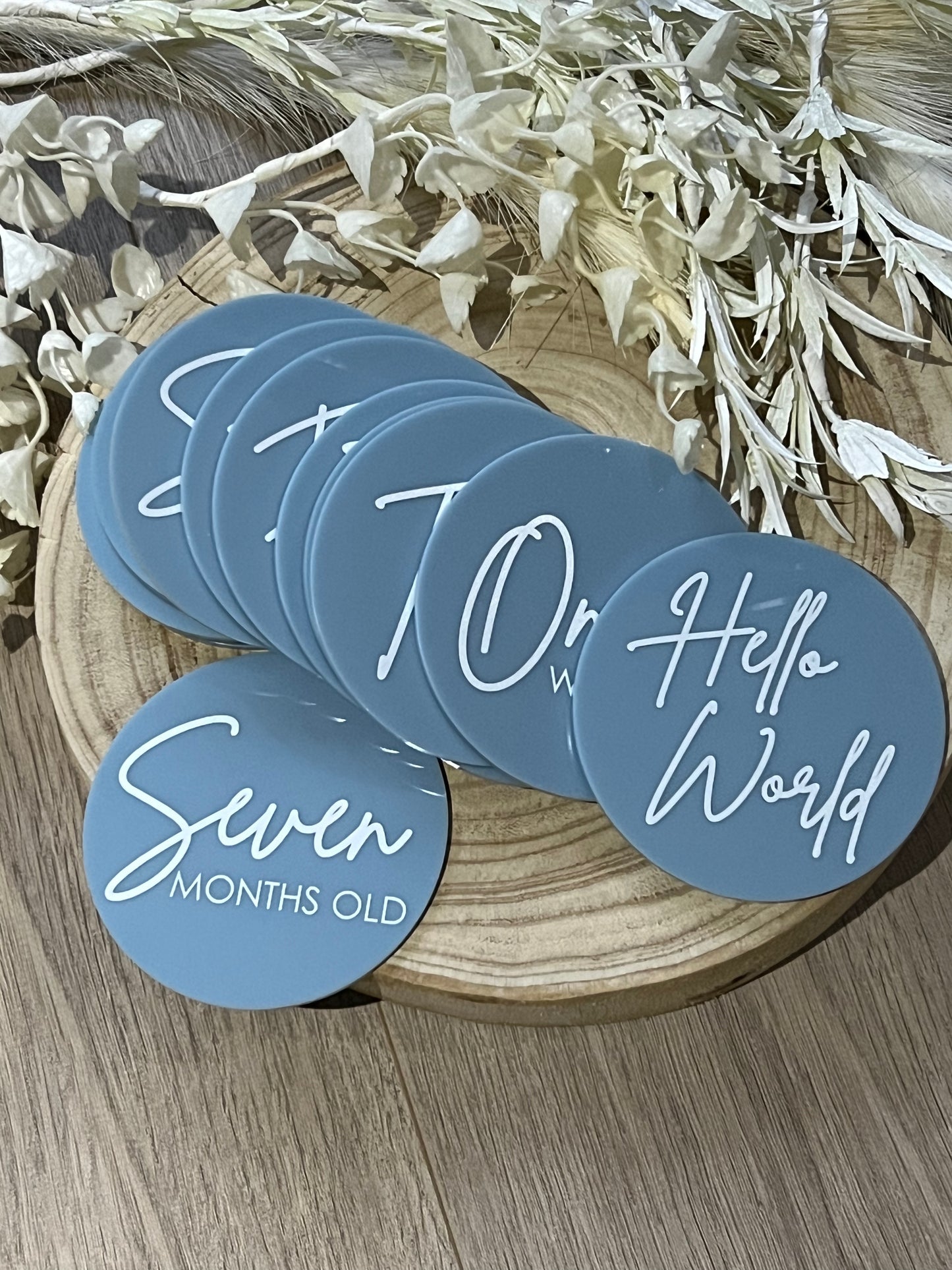 Acrylic Baby Milestone Discs - Printed Text (Set 16)