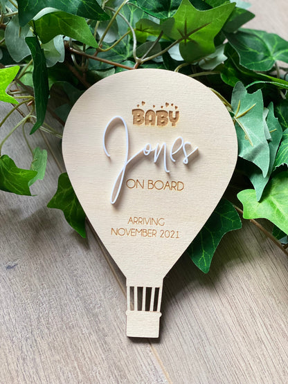 Pregnancy Announcement Plaque - Hot Air Balloon