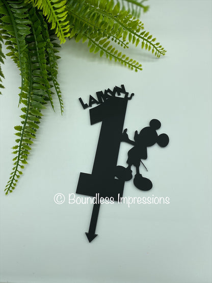 Acrylic Personalised ‘Silhouette’ + Text Cake Toppers