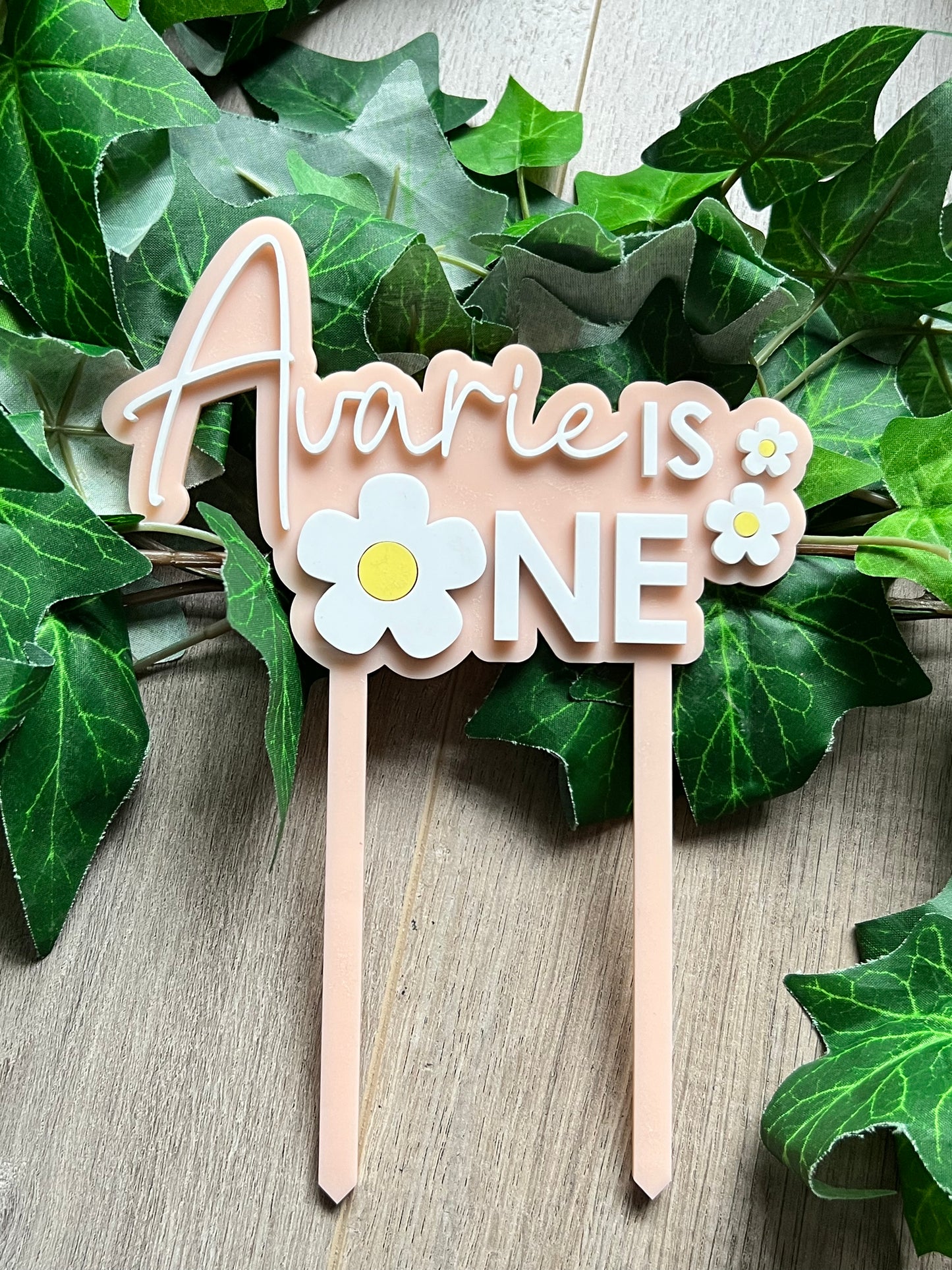 2 Layer 'Daisy Style' Acrylic Cake Topper