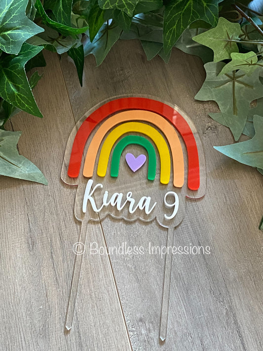 Floating Rainbow Acrylic Cake Topper