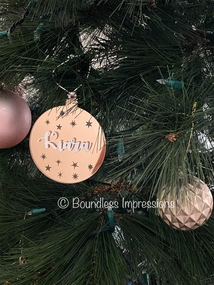 Personalised Mirror - Christmas Tree Ornaments