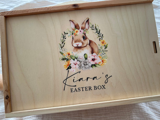 Printed Timber Easter Boxes (Floral Bunny)