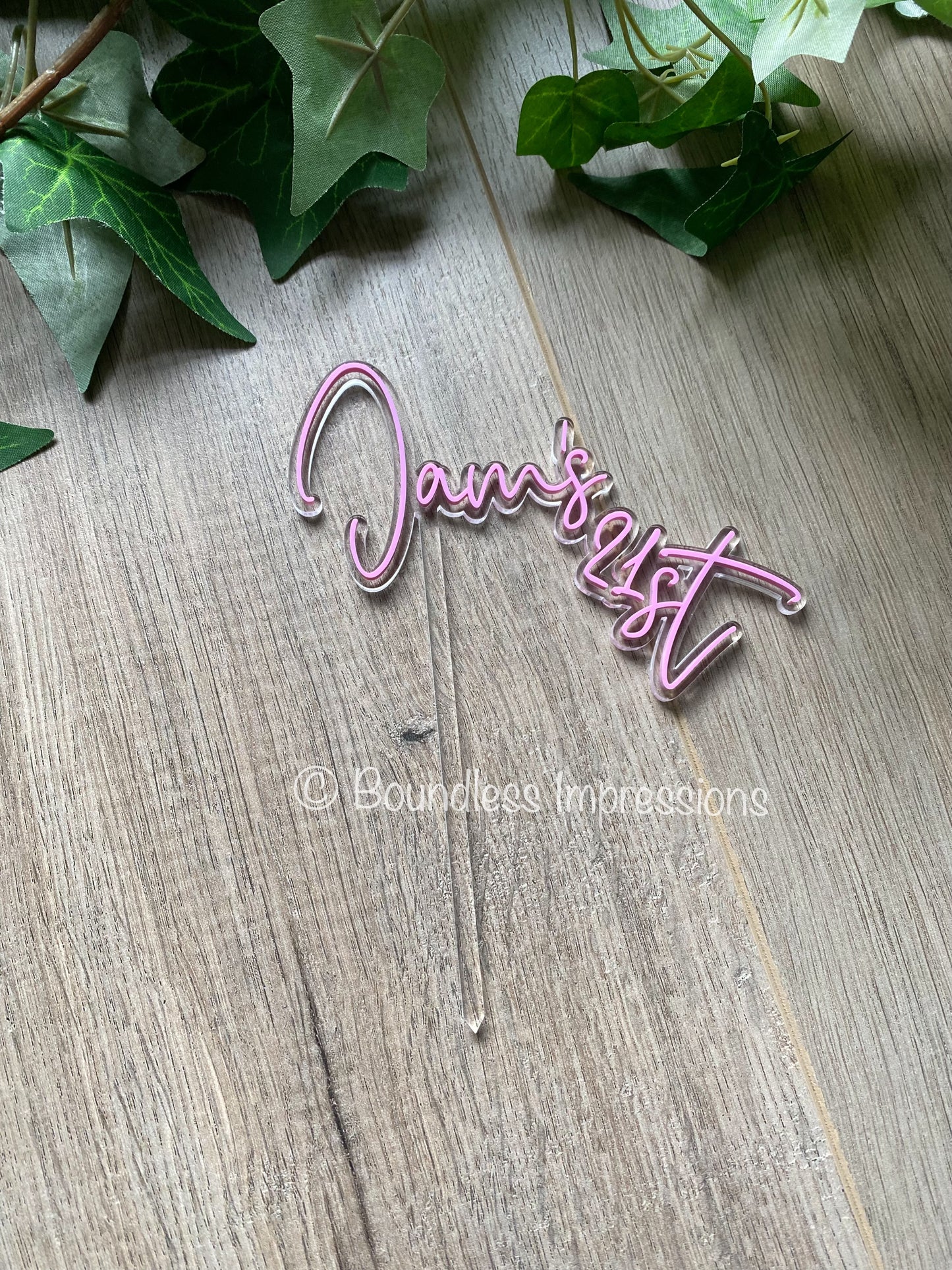 Bent 2 Layer Acrylic Cake Topper