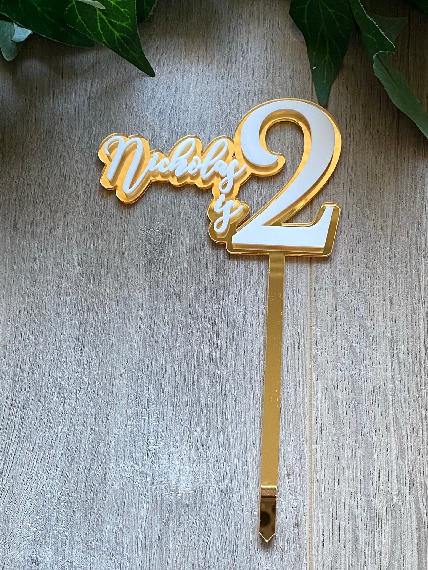 Name/Number Medium 2 Layer Acrylic Cake Topper (11cm)