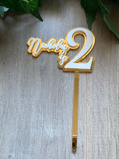 Name/Number Medium 2 Layer Acrylic Cake Topper (11cm)