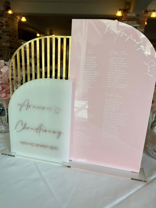 Half Arch Acrylic Seating Chart/Welcome Sign Combination