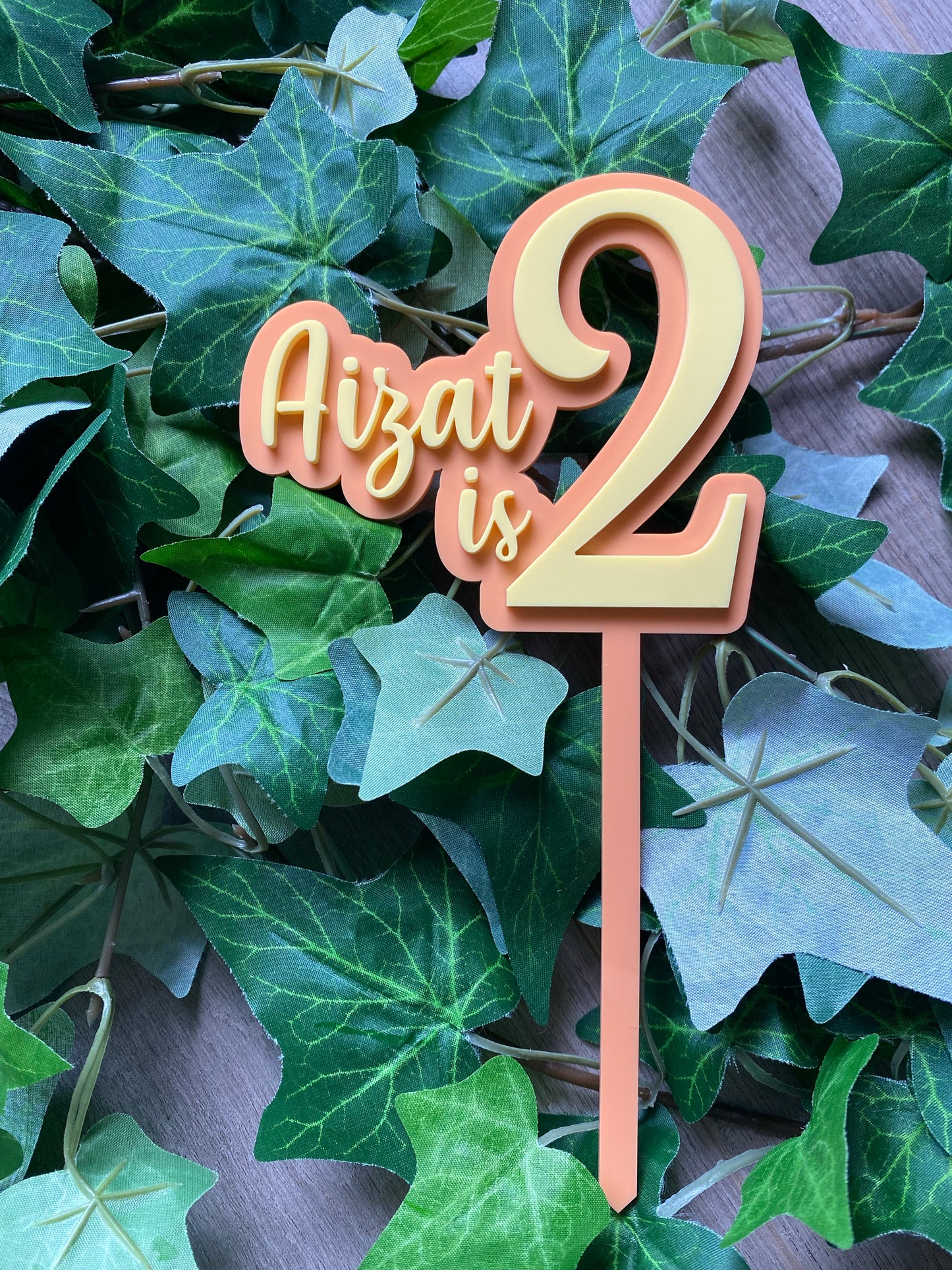 Name/Number Medium 2 Layer Acrylic Cake Topper (11cm)