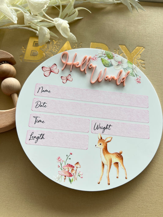 Birth Announcement Plaque (Deer)