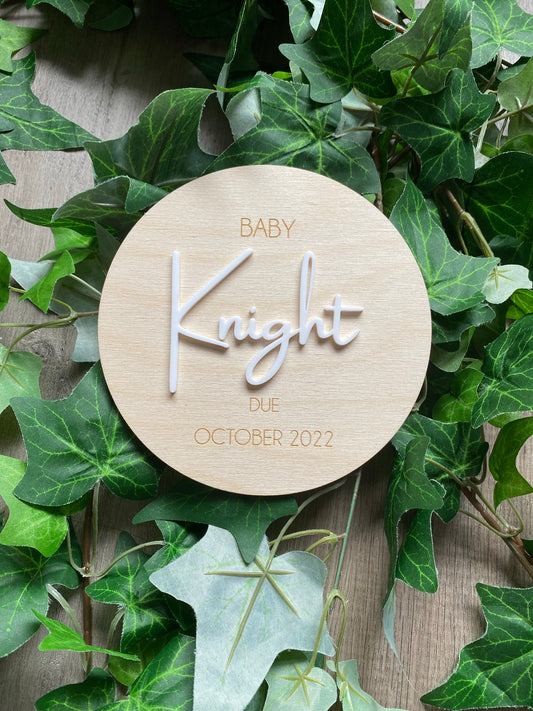 Pregnancy Announcement Plaque - Acrylic Name