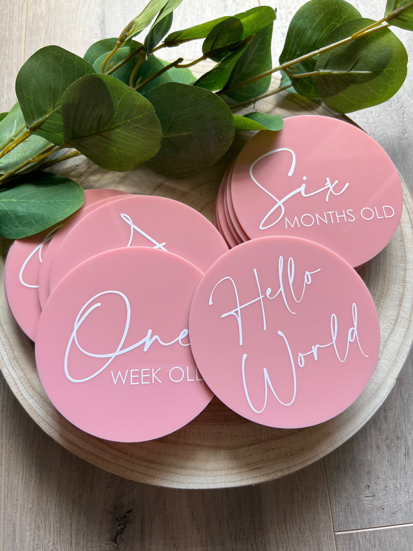 Acrylic Baby Milestone Discs - Printed Text (Set 16)