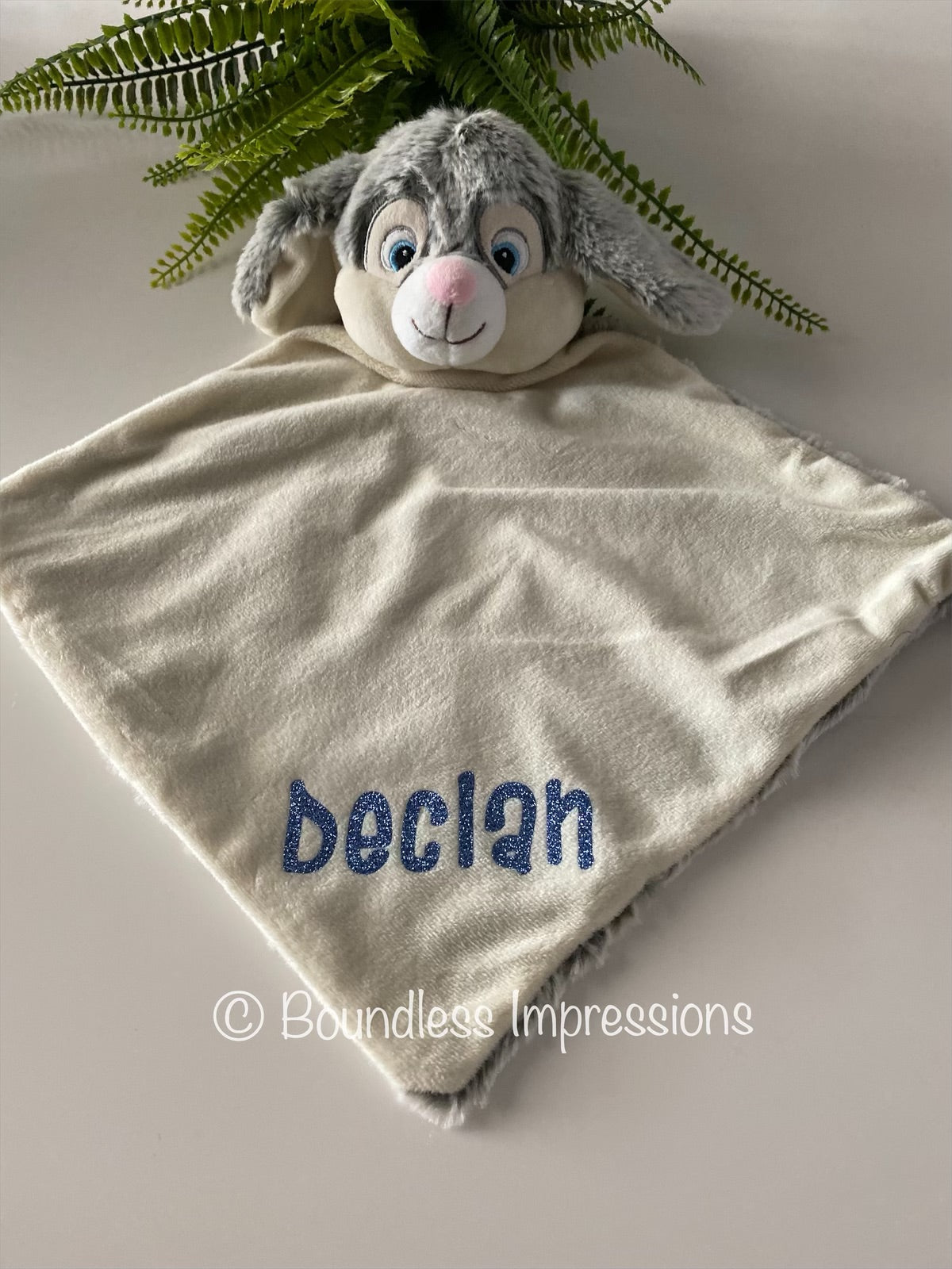 Personalised Security Blanket - Bunny (Grey)