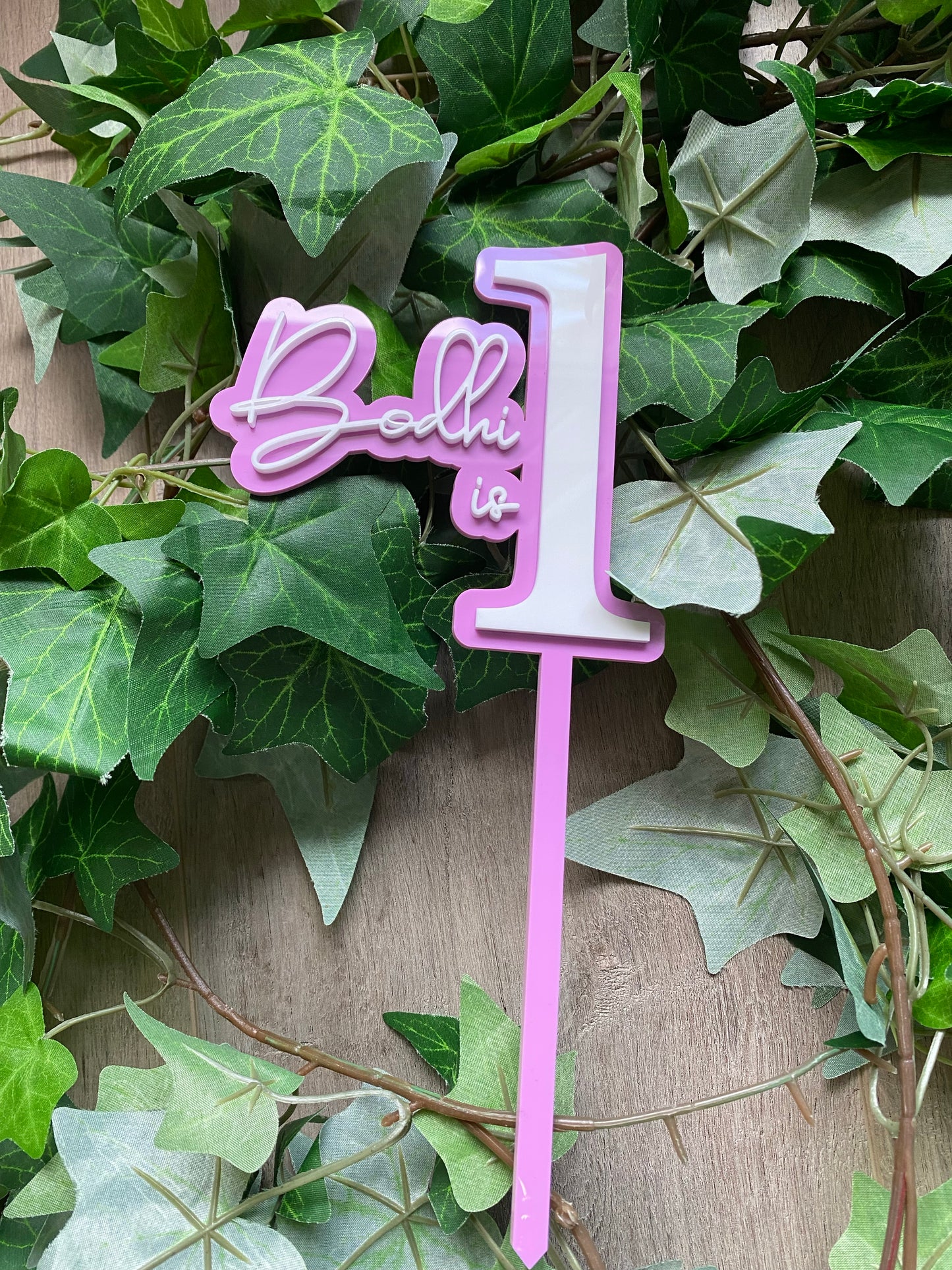 Name/Number Medium 2 Layer Acrylic Cake Topper (11cm)