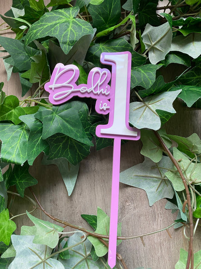 Name/Number Medium 2 Layer Acrylic Cake Topper (11cm)