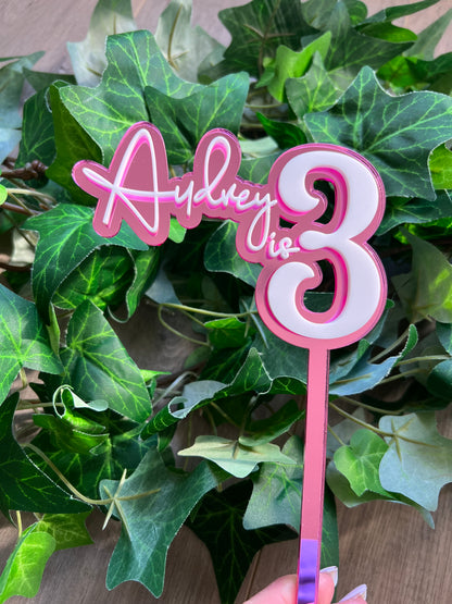 Name/Number Medium 2 Layer Acrylic Cake Topper (11cm)