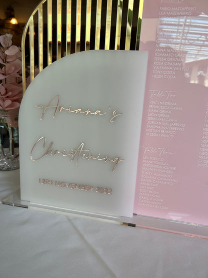 Half Arch Acrylic Seating Chart/Welcome Sign Combination