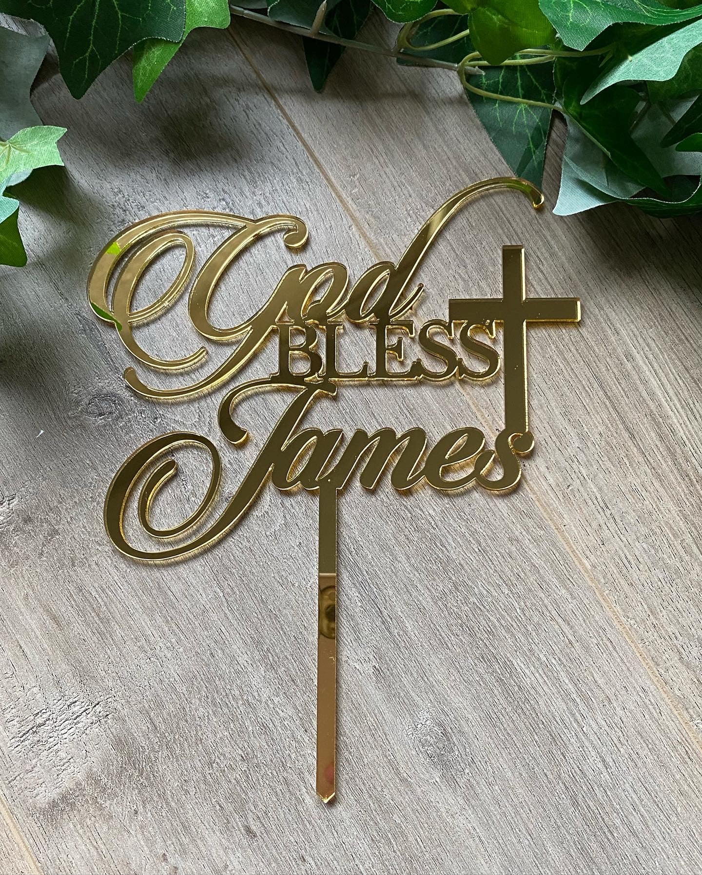 'God Bless' Acrylic Cake Topper