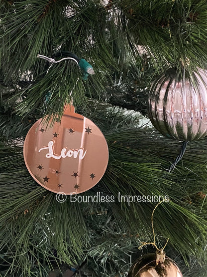 Personalised Mirror - Christmas Tree Ornaments