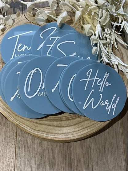 Acrylic Baby Milestone Discs - Printed Text (Set 16)