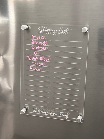 Personalised Magnetic Acrylic Shopping List