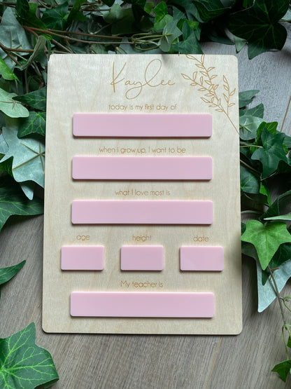 Vertical Timber 'First Day of' Boards