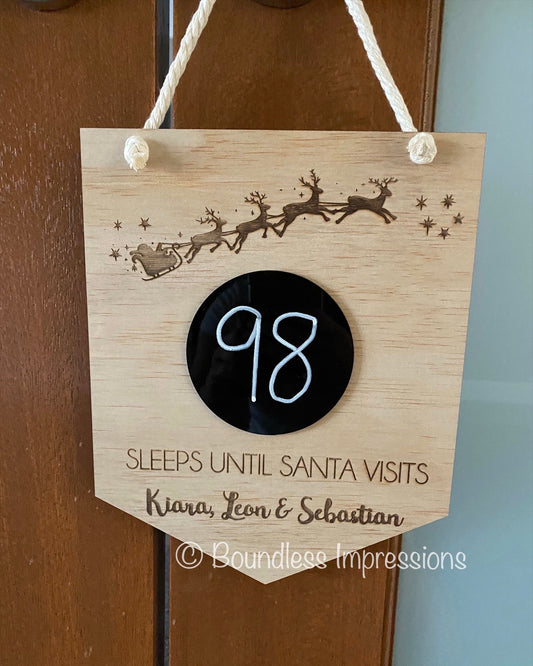 'Sleeps Until Santa Visits' Plaque